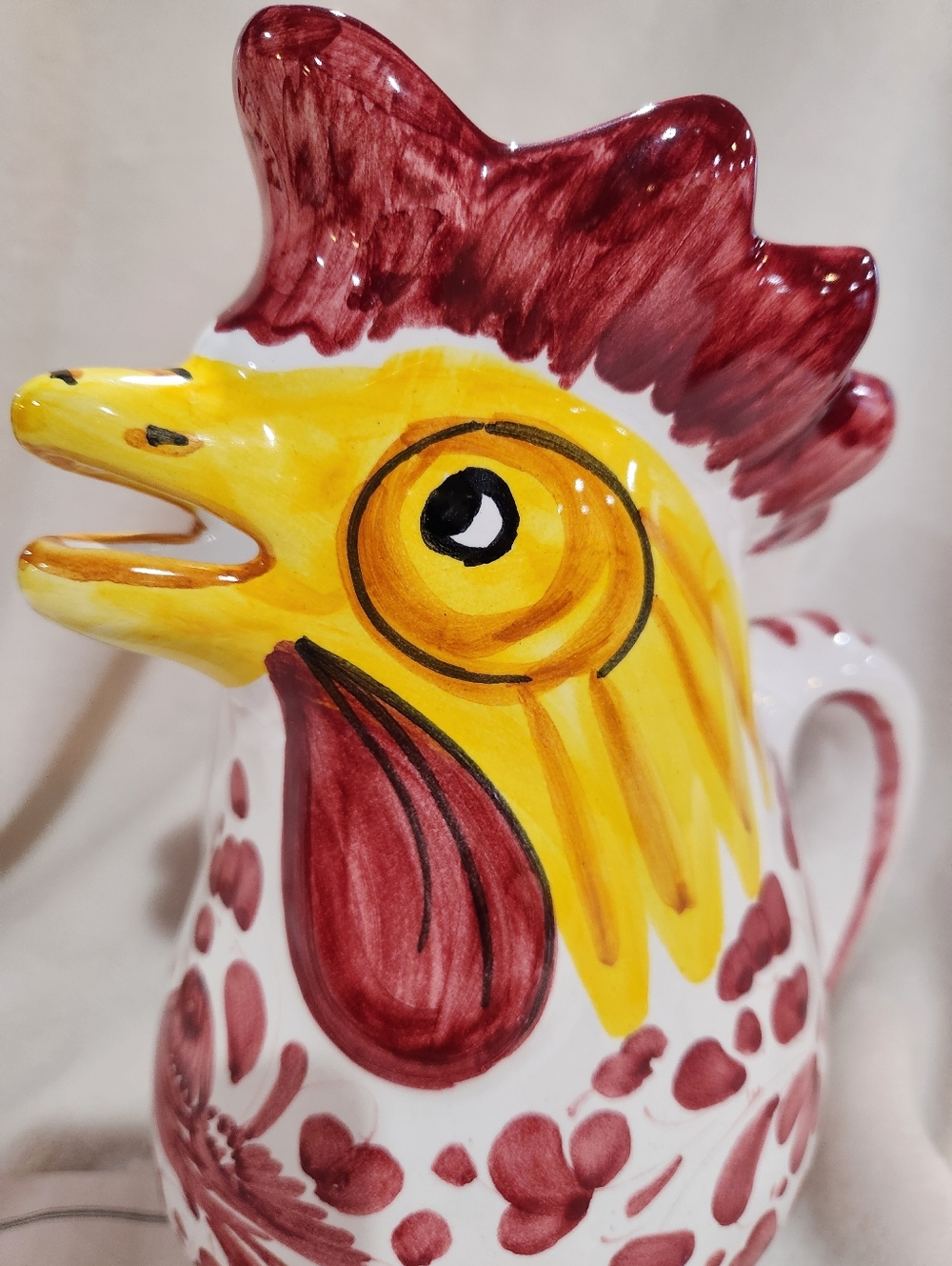 Hand Painted Ceramic Rooster Pitcher, New - Picture 2 of 9